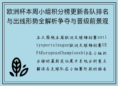 欧洲杯本周小组积分榜更新各队排名与出线形势全解析争夺与晋级前景观察